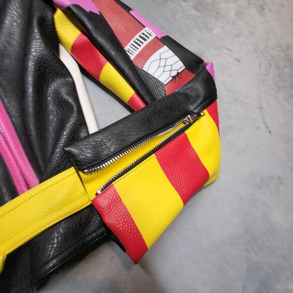 Azalea Wang Graffiti Screams Jacket Womens XL Moto Studded Faux Leather WX055D - Picture 11 of 15